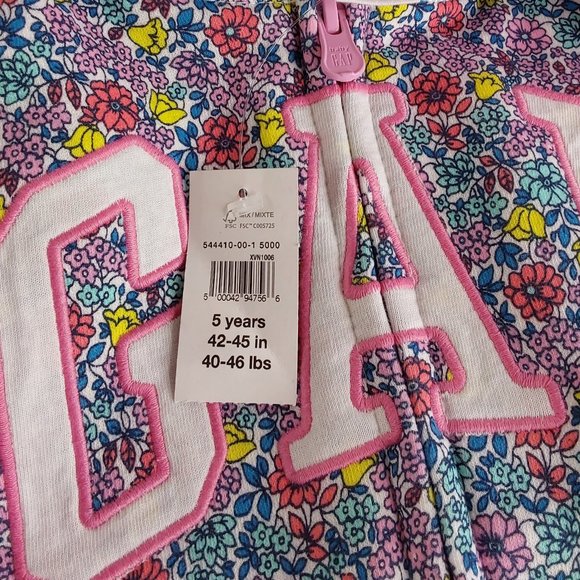'GAP' FLORAL FLEECE LOGO HOODIE FULL~ZIP JACKET - Picture 8 of 16